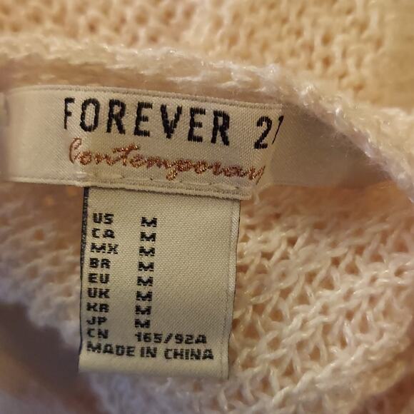 Forever 21 Double V-Neck Sweater Medium Ivory Ballet Core Coquette Minimalist - Picture 5 of 7